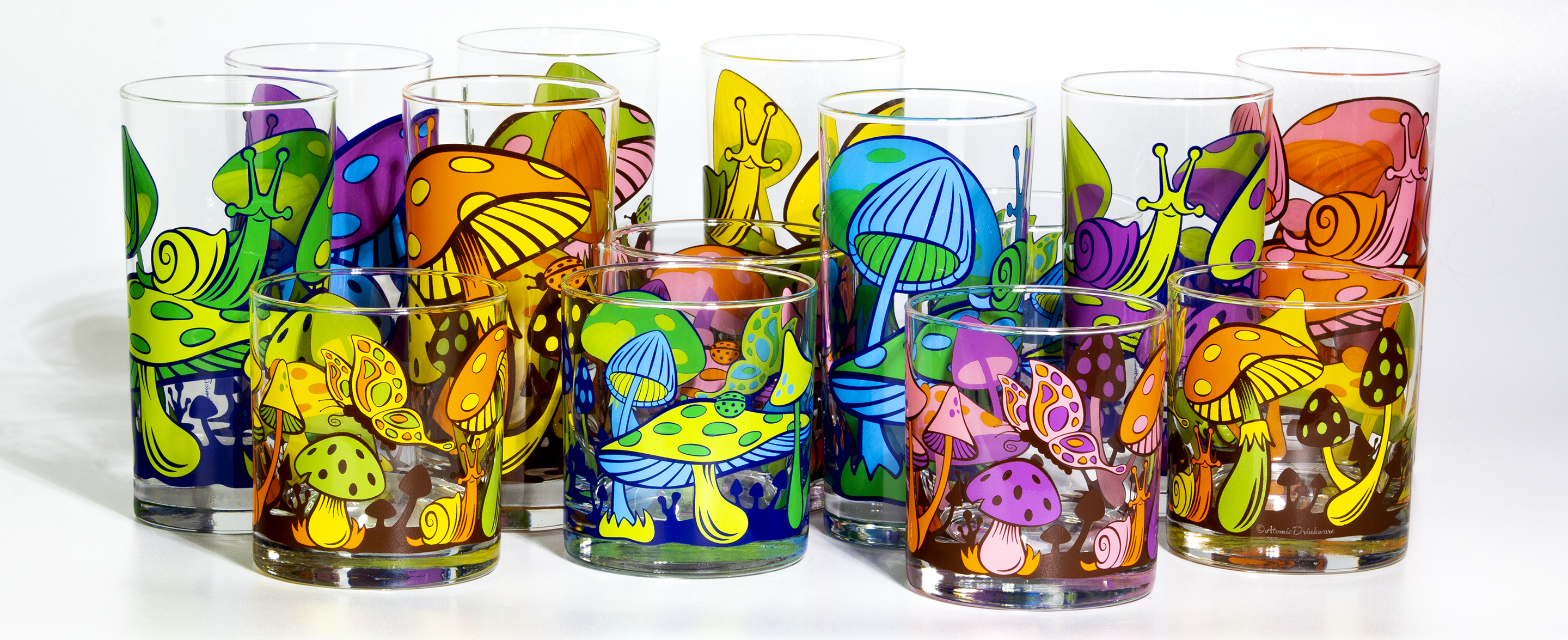 Magical Mushrooms Rocks Glass (3 Colorways)