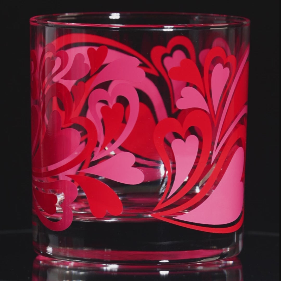 Groovy Hearts Rocks Glass